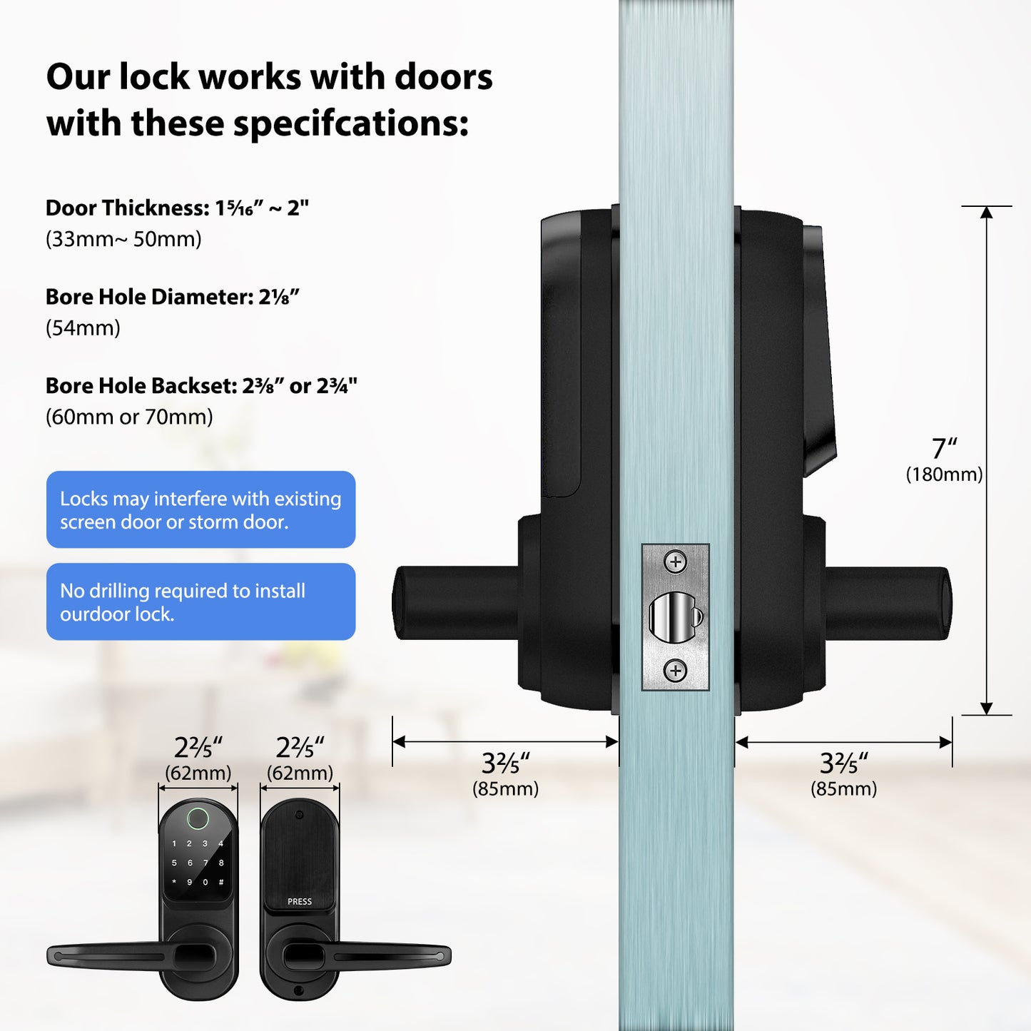 Smart Lock,CATCHFACE Fingerprint Door Lock B17