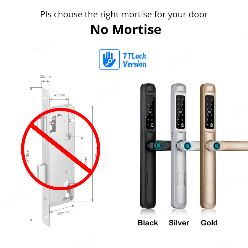 92/85mm Waterproof Fingerprint TTLock Bluetooth APP RFID Card Code Keyless Electronic Smart Door Lock Aluminum/Glass Sliding