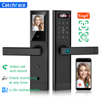 Facial Recognition Video call Automatic Door Lock TUYA Front Door Fingerprint Smart Lock Digit Camera Visible Inner Screen - 1
