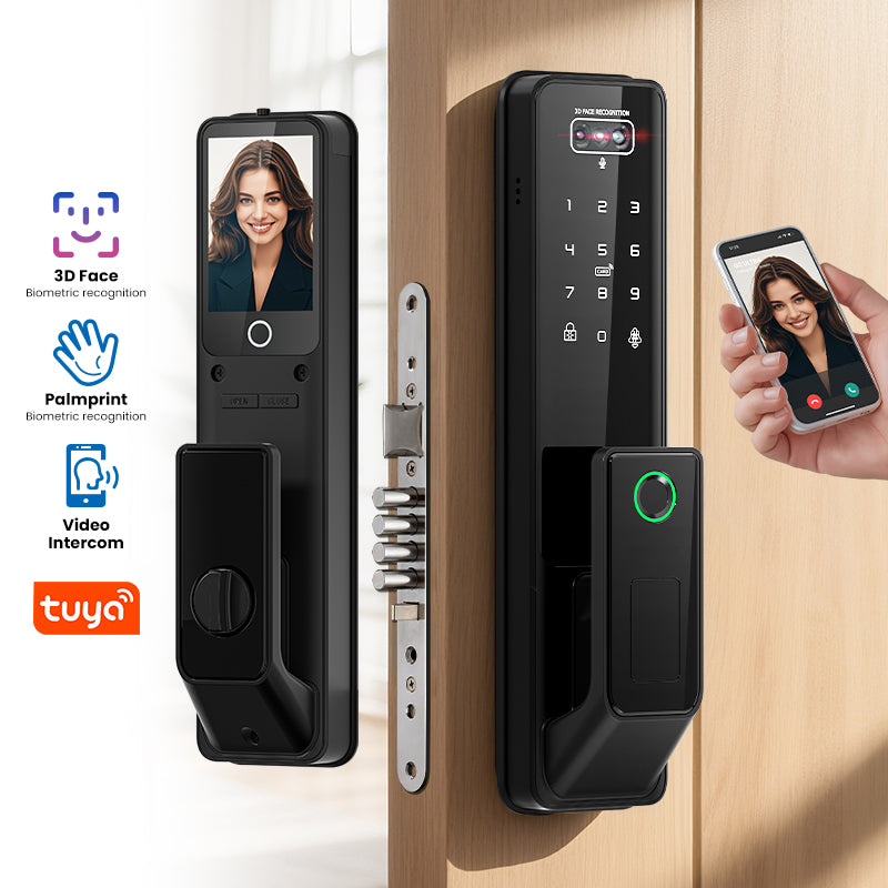 Designed for Israel Facial Recognition Automatic Door Lock TUYA Front Door Fingerprint Smart Lock Digit Camera Inner Screen