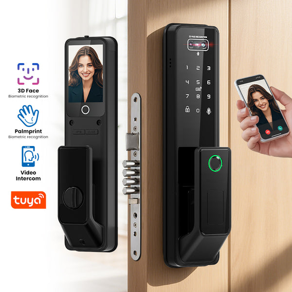 Designed for Israel Facial Recognition Automatic Door Lock TUYA Front Door Fingerprint Smart Lock Digit Camera Inner Screen