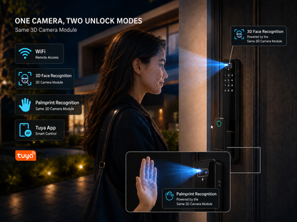 Designed for Israel Facial Recognition Automatic Door Lock TUYA Front Door Fingerprint Smart Lock Digit Camera Inner Screen