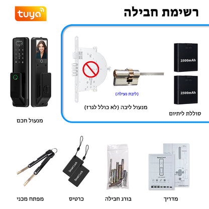 Designed for Israel Facial Recognition Automatic Door Lock TUYA Front Door Fingerprint Smart Lock Digit Camera Inner Screen