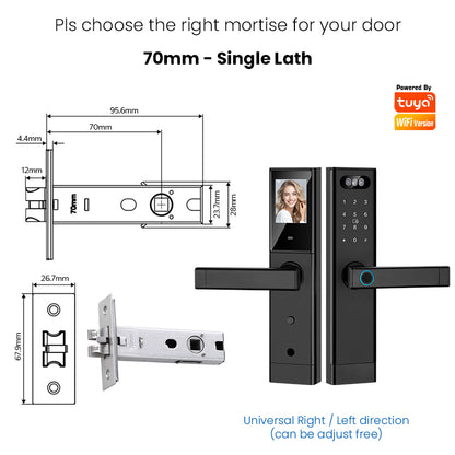 Facial Recognition Video call Automatic Door Lock TUYA Front Door Fingerprint Smart Lock Digit Camera Visible Inner Screen