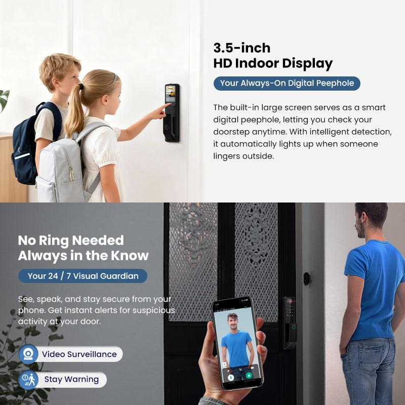 Designed for Israel Facial Recognition Automatic Door Lock TUYA Front Door Fingerprint Smart Lock Digit Camera Inner Screen