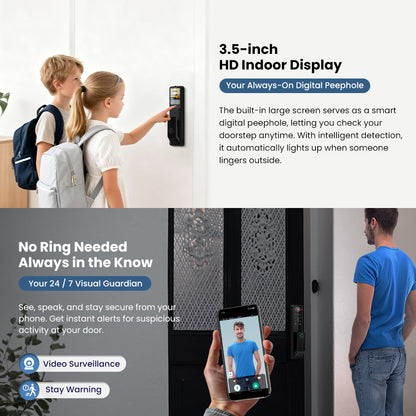 Designed for Israel Facial Recognition Automatic Door Lock TUYA Front Door Fingerprint Smart Lock Digit Camera Inner Screen