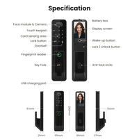 Designed for Israel Facial Recognition Automatic Door Lock TUYA Front Door Fingerprint Smart Lock Digit Camera Inner Screen - 6