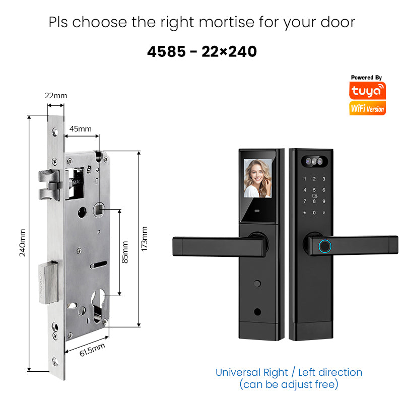 Facial Recognition Video call Automatic Door Lock TUYA Front Door Fingerprint Smart Lock Digit Camera Visible Inner Screen