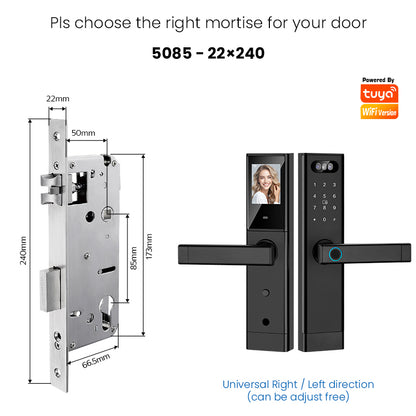 Facial Recognition Video call Automatic Door Lock TUYA Front Door Fingerprint Smart Lock Digit Camera Visible Inner Screen