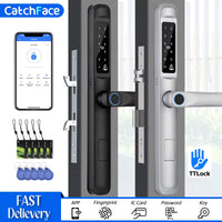 92/85mm Waterproof Fingerprint TTLock Bluetooth APP RFID Card Code Keyless Electronic Smart Door Lock Aluminum/Glass Sliding - 1
