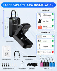 [2024 Newest]Smart Lock Box,CATCHFACE Key Lock Box Wireless Smart Key Lockbox Electronic Lock Box App,Share eKey Smart key lock Box Wall Mount and Door Handle Airbnb Realtor Office Home Warehouse - 4