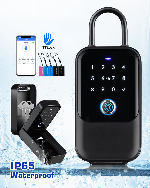 [2024 Newest]Smart Lock Box,CATCHFACE Key Lock Box Wireless Smart Key Lockbox Electronic Lock Box App,Share eKey Smart key lock Box Wall Mount and Door Handle Airbnb Realtor Office Home Warehouse
