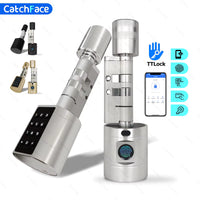 Catchfcae New Adjustable Replacement TTLock APP Fingerprint FRID Card Password Cylinder Electronic Smart Door Lock Digital - 1