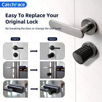Catchfcae New Adjustable Replacement TTLock APP Fingerprint FRID Card Password Cylinder Electronic Smart Door Lock Digital - 2