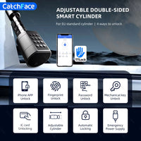 Catchfcae New Adjustable Replacement TTLock APP Fingerprint FRID Card Password Cylinder Electronic Smart Door Lock Digital - 4