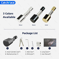 Catchfcae New Adjustable Replacement TTLock APP Fingerprint FRID Card Password Cylinder Electronic Smart Door Lock Digital - 6