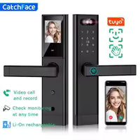 Facial Recognition Video call Automatic Door Lock TUYA Front Door Fingerprint Smart Lock Digit Camera Visible Inner Screen - 1