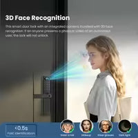 Facial Recognition Video call Automatic Door Lock TUYA Front Door Fingerprint Smart Lock Digit Camera Visible Inner Screen - 2