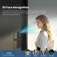 Facial Recognition Video call Automatic Door Lock TUYA Front Door Fingerprint Smart Lock Digit Camera Visible Inner Screen