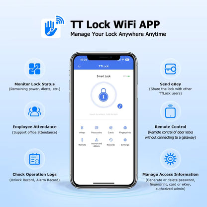 TTLock WIFI Version Double Side Fingerprint Waterproof Outdoor Gate Passcode Rfid Card Keyless Smart Door Lock