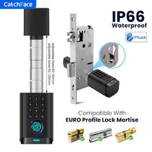 IP66 Waterproof 2026 New Generation TUYA APP Fingerprint Password Digital RFID Card Cylinder Smart Door Lock 60-90 90-120