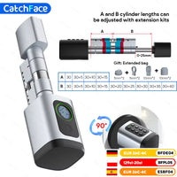 V1 Pro+ Version Adjustable TUYA or TTLock APP Fingerprint Password Digital RFID Card Cylinder Smart Door Lock for Home Hotel - 1