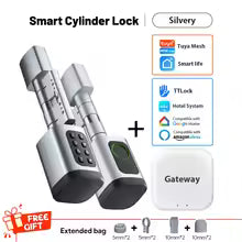 V1 Pro+ Version Adjustable TUYA or TTLock APP Fingerprint Password Digital RFID Card Cylinder Smart Door Lock for Home Hotel