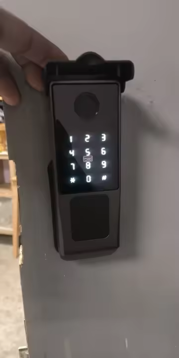 CATCHFACE R07 rim door lock installed on a customer door